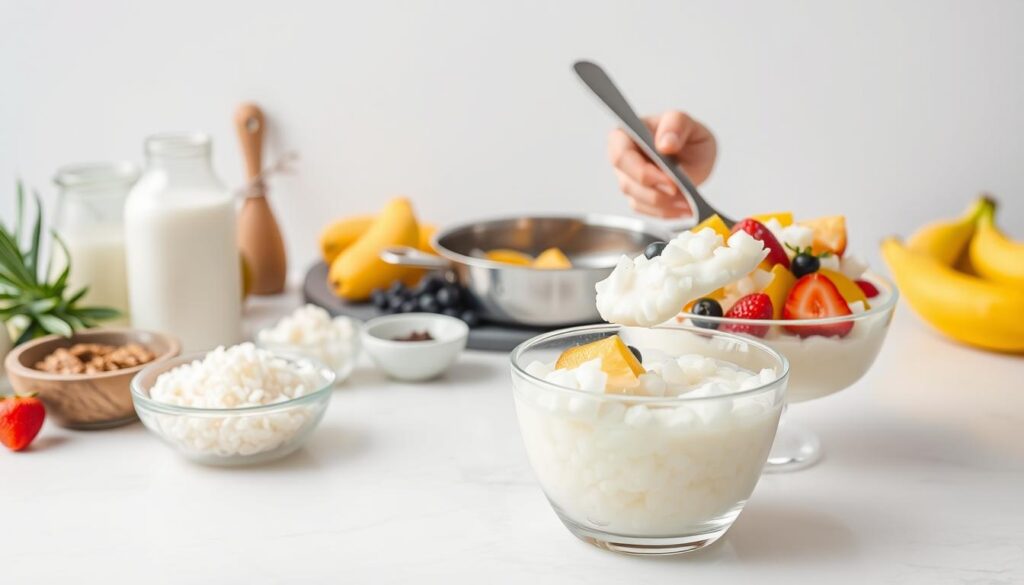 Sweet sago dessert preparation steps