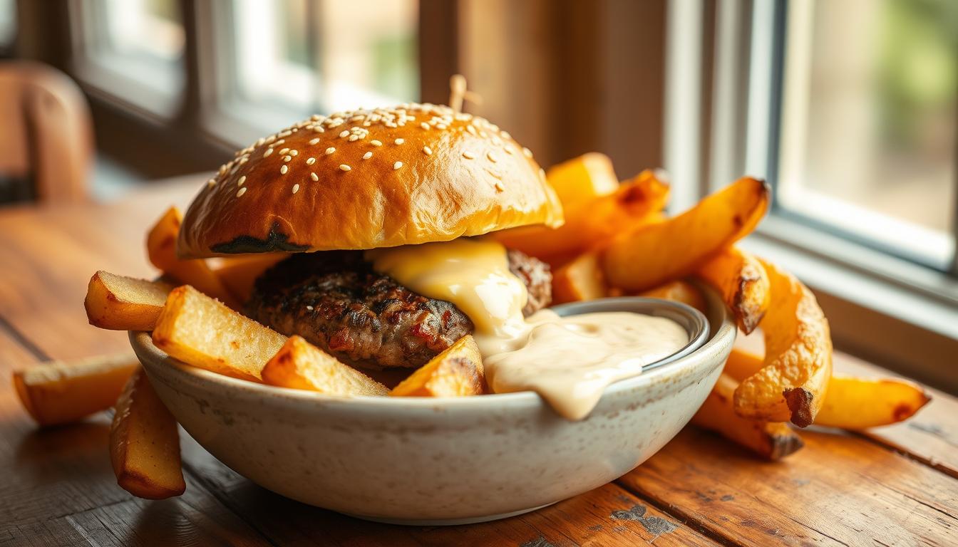 burger bowl with potatoes